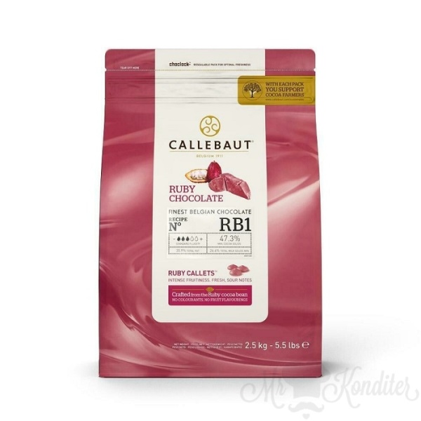 Шоколад рубиновый Ruby 47,3% Callebaut 2,5 кг