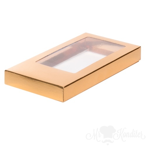 Упаковка для шоколада с окном Золото 16х8х1,7 см