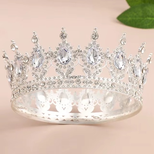 Топпер декоративный Корона с камнями серебро
