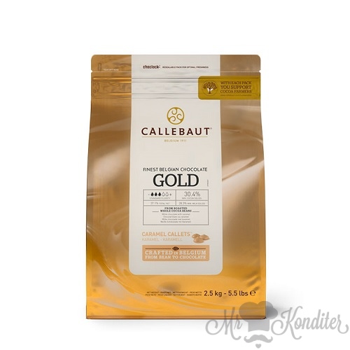 Шоколад белый со вкусом карамели Gold 30,4% Callebaut 2,5 кг