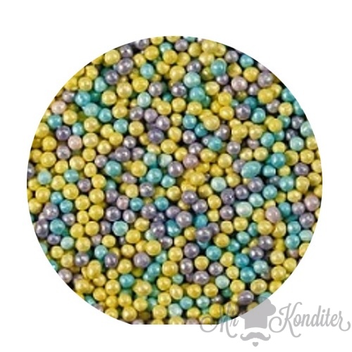 Шарики микс Голубой/лиловый/желтый 2 мм 100 гр