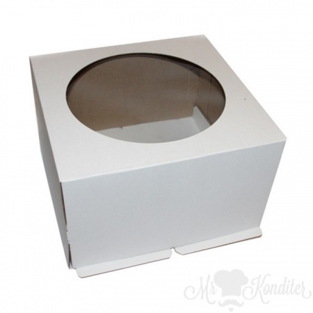 Коробка для торта с окном Микрогофрокартон 30х30х19 см ОПТ 25 шт