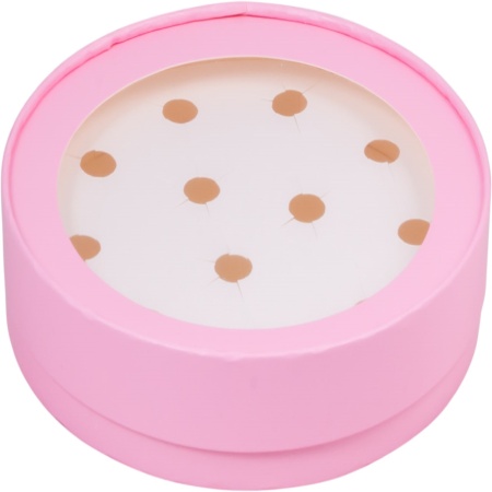 Коробка на 12 конфет круглая Розовая с окном