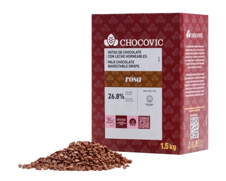 Шоколадные капли молочные термостабильные Chocovic Rosa 26,8% 100 г