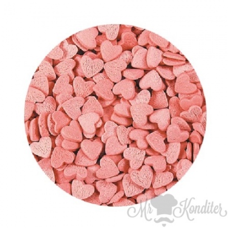 Сердечки розовые перламутровые 100 гр