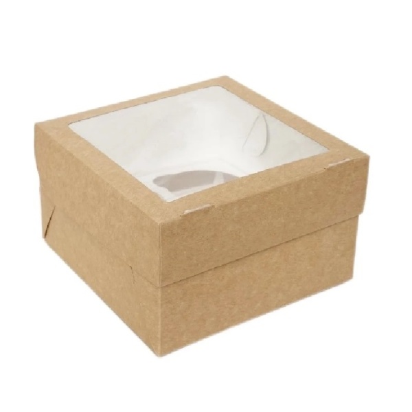 Упаковка на 4 капкейка с окном DoECO Крафт