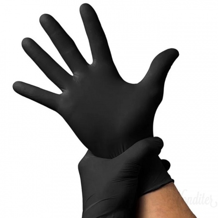 Перчатки нитриловые черные S 10шт