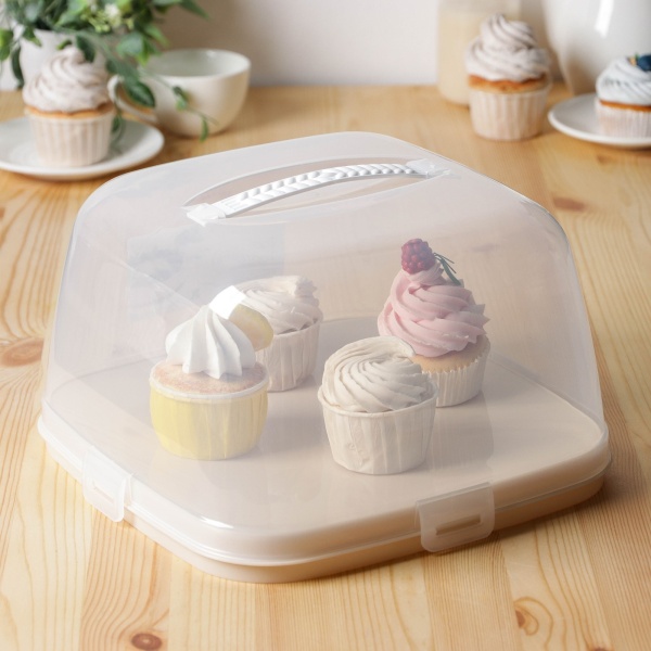 Тортовница с крышкой пластик Альтернатива 28.5×28.5×17.5 см