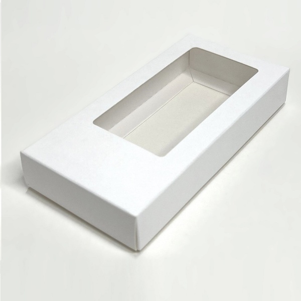 Упаковка для дубайского шоколада с окном Белая 15,5х7,5х2,5 см