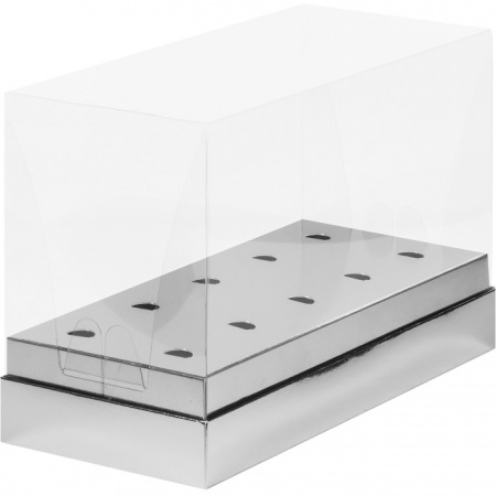 Коробка для кейк-попсов с пластиковой крышкой серебро