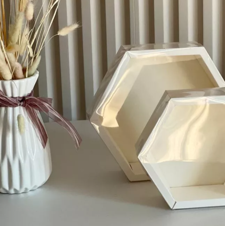 Коробка для зефира Шестигранник 23х23х6 см