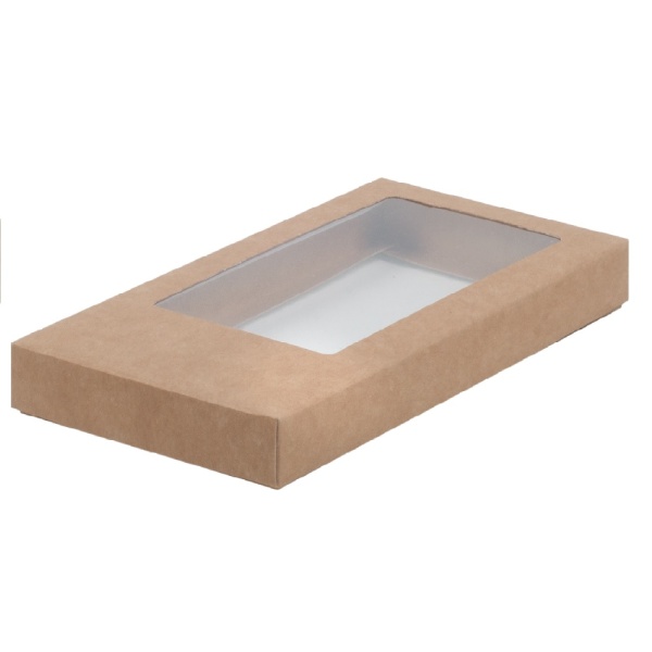 Упаковка для дубайского шоколада с окном Крафт 15,5х7,5х2,5 см