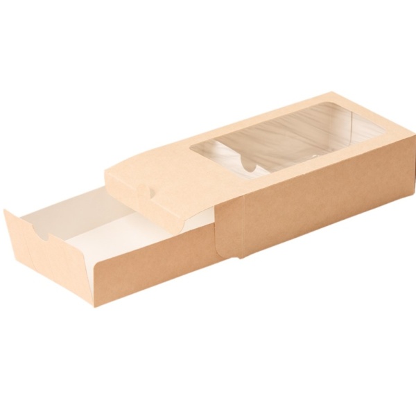 Упаковка для макарун Крафт с окном на 12 шт