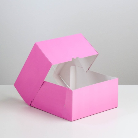 Кондитерская упаковка с окном Мусс сиреневый 23,5х23,5х11,5 см