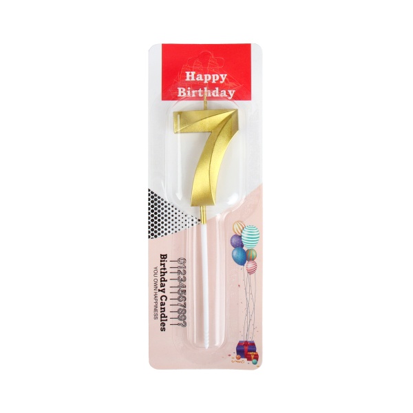 Свеча в торт Цифра 7 золото 5 см
