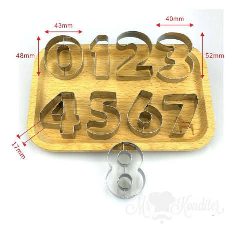 Набор вырубок для печенья Цифры высота 4 см 9 шт Набор вырубок для печенья Цифры высота 4 см 9 шт