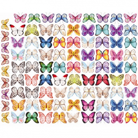 Вафельные бабочки цветные с рисунком 180 шт