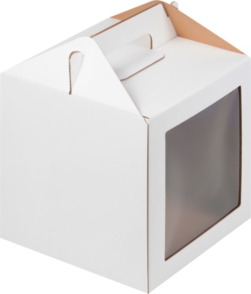 Коробка для кулича Белая с окном 200х200х200 мм