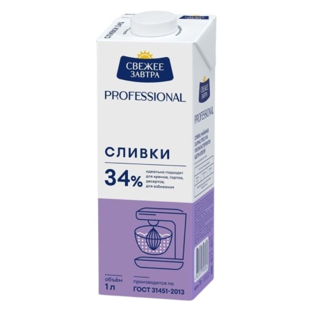сливки свежее завтра 34% 1 л
