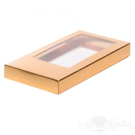 Упаковка для шоколада с окном Золото 18х9х1,7 см