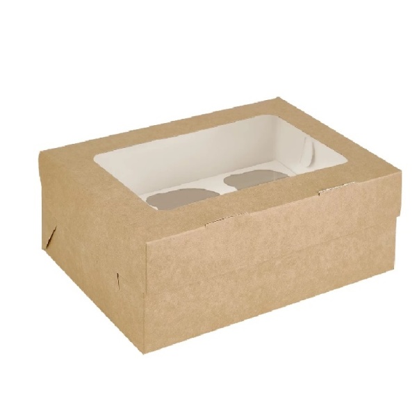 Упаковка на 6 капкейков с окном DoECO Крафт