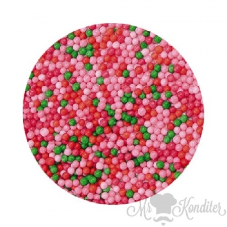 Шарики микс Малиновый/красный/розовый/зеленый  2 мм 100 гр