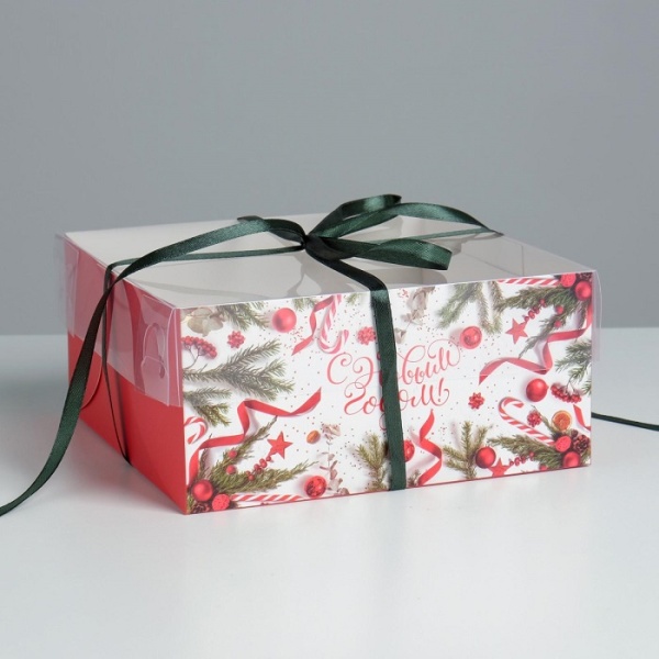 Упаковка на 4 капкейка С Новым годом 16×16×7,5 см