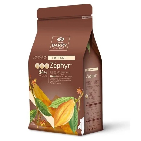 Шоколад белый Cacao Barry Zephyr 34% 200 гр