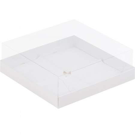 Коробка на 4 пирожных с пластиковой крышкой 19х19х8 см