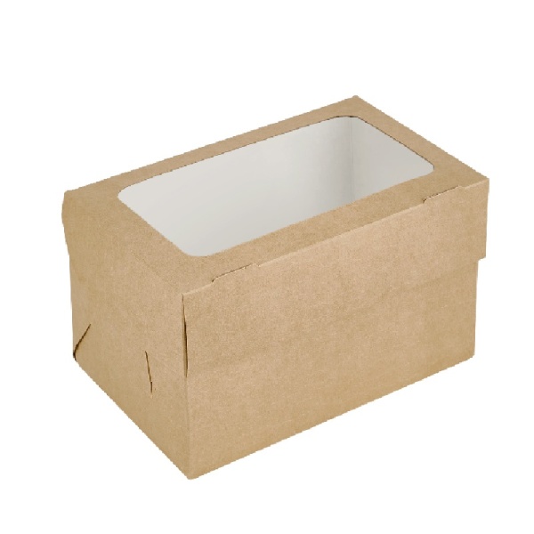 Упаковка на 2 капкейка с окном DoECO Крафт