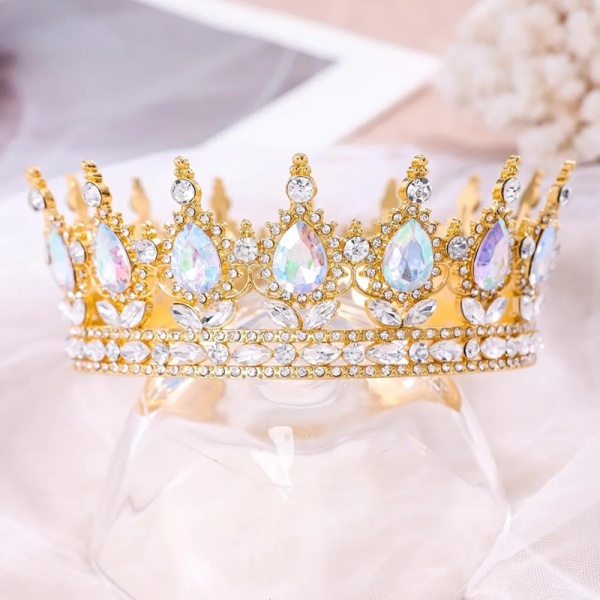 Топпер декоративный Корона с камнями золото