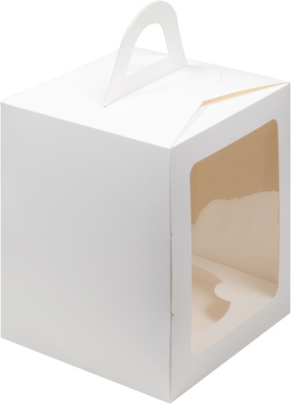 Коробка для кулича Белая с окном 125х125х150 мм