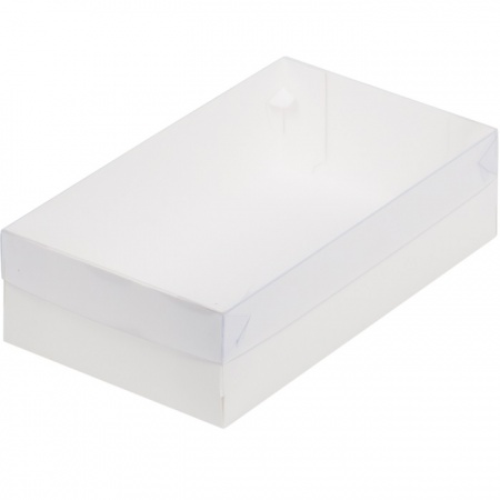 Кондитерская упаковка белая с пластиковой крышкой 25х15х7 см