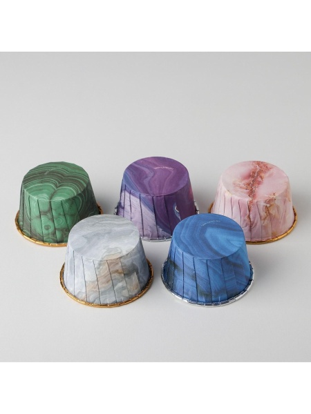 Форма Маффин 50х40 фактура камня/золото/серебро 50 шт