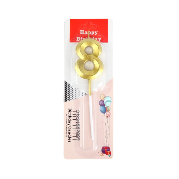 Свеча в торт Цифра 8 золото 5 см