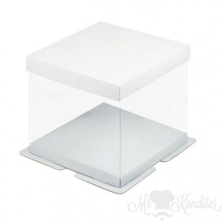 Коробка для торта Премиум с пьедесталом 26х26х28 см