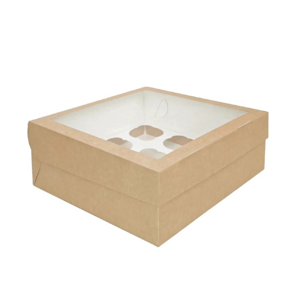 Упаковка на  9 капкейков с окном DoECO Крафт