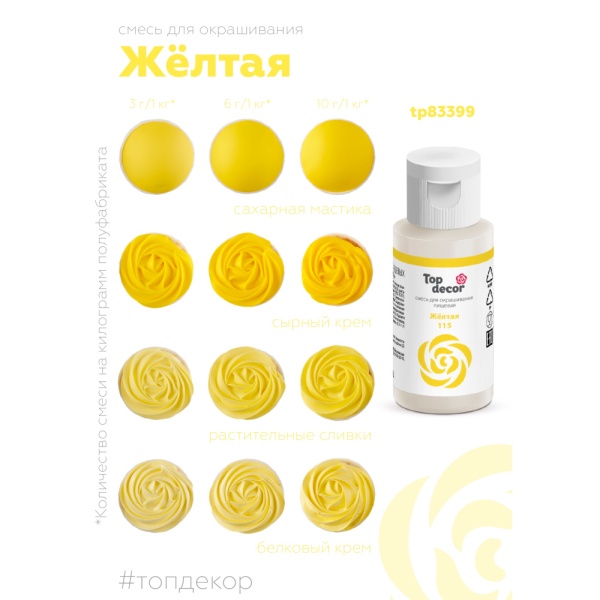 Жидкий краситель Топ продукт желтый 30 гр