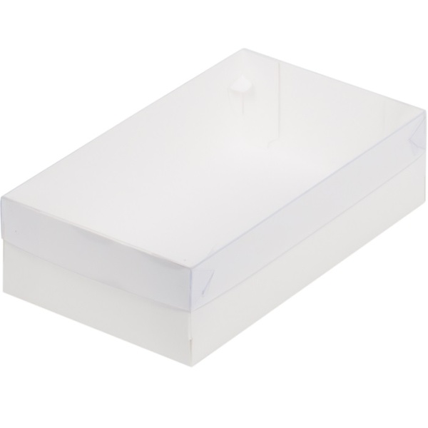 Кондитерская упаковка белая с пластиковой крышкой 25х15х7 см