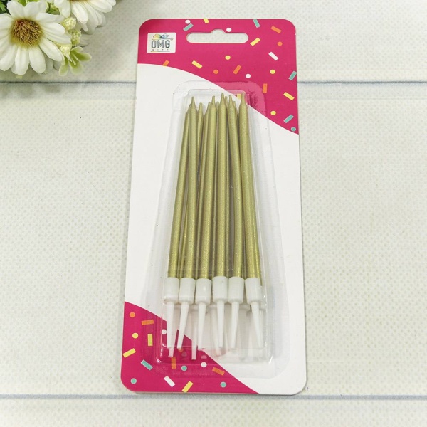 Набор свечей для торта Золото 10 см 12 штук Набор свечей для торта Золото 10 см 12 штук