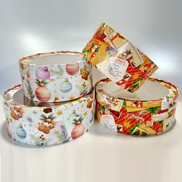 Коробка универсальная круглая с окном Игрушки d 16 см, высота 7 см