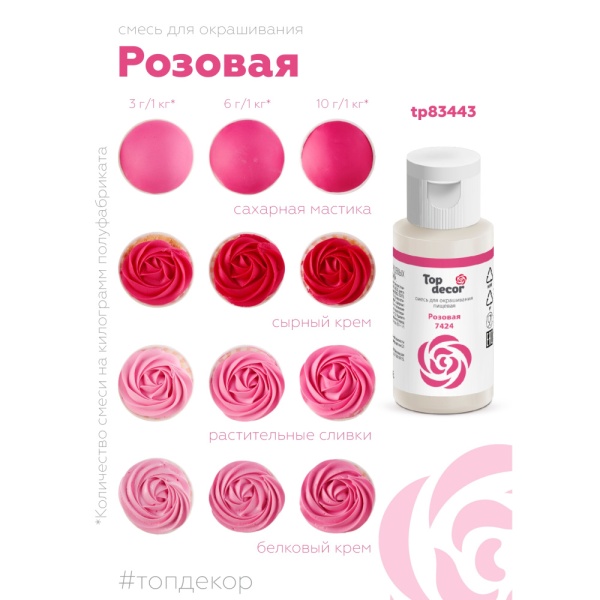 Жидкий краситель Топ продукт розовый 30 гр