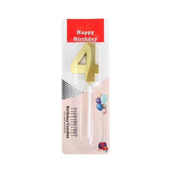 Свеча в торт Цифра 4 золото 5 см