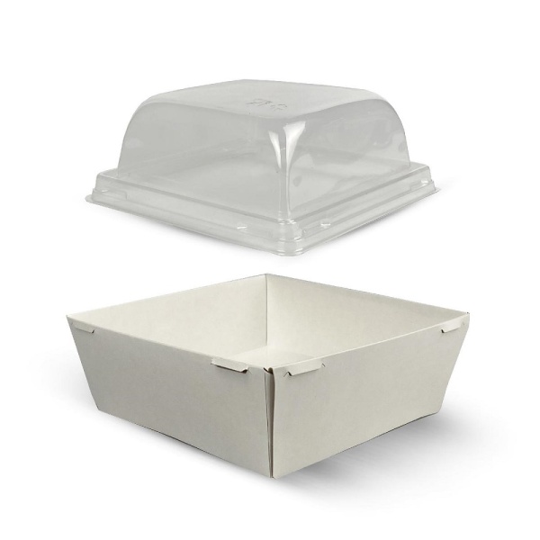 Упаковка с пластиковым куполом Smart Pack 800 White дно 13х13 см, высота 8,5 см