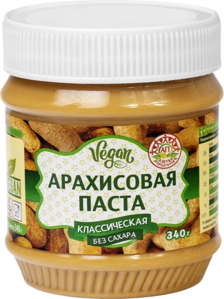 Паста арахисовая Классическая без сахара Азбука продуктов 340 гр