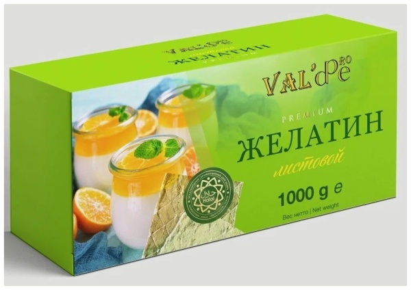 Желатин листовой говяжий Халяль Valde 10 пластин