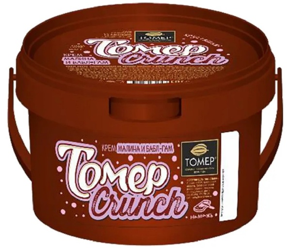 Крем-паста Tomer Crunch со вкусом малины и бабл-гам 800 гр