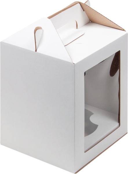 Коробка для кулича Белая с окном 160х160х200 мм